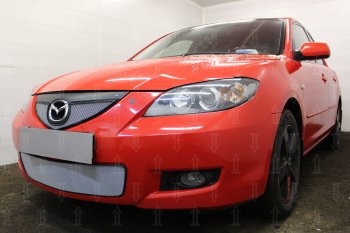 3 149 р. Защитная сетка в бампер (низ, ячейка 3х7 мм) Alfeco Стандарт  Mazda 3/Axela  BK (2006-2009) рестайлинг седан (Хром)  с доставкой в г. Керчь. Увеличить фотографию 4