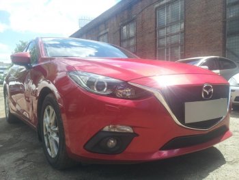 2 899 р. Защитная сетка в бампер (низ, ячейка 3х7 мм) Alfeco Стандарт Mazda 3/Axela BM дорестайлинг, хэтчбэк (2013-2016) (Чёрная)  с доставкой в г. Керчь. Увеличить фотографию 4