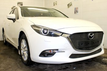 2 899 р. Защитная сетка в бампер (низ, ячейка 3х7 мм) Alfeco Стандарт Mazda 3/Axela BM рестайлинг седан (2016-2019) (Чёрная)  с доставкой в г. Керчь. Увеличить фотографию 3