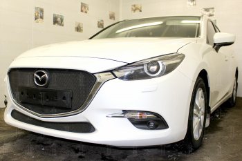 2 899 р. Защитная сетка в бампер (низ, ячейка 3х7 мм) Alfeco Стандарт Mazda 3/Axela BM рестайлинг седан (2016-2019) (Чёрная)  с доставкой в г. Керчь. Увеличить фотографию 4