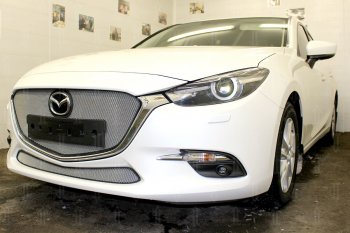 3 079 р. Защитная сетка в бампер (низ, ячейка 3х7 мм) Alfeco Стандарт Mazda 3/Axela BM рестайлинг седан (2016-2019) (Хром)  с доставкой в г. Керчь. Увеличить фотографию 4