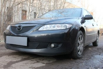 2 899 р. Защитная сетка в бампер (низ, ячейка 3х7 мм) Alfeco Стандарт Mazda 6 GG седан дорестайлинг (2002-2005) (Чёрная)  с доставкой в г. Керчь. Увеличить фотографию 4