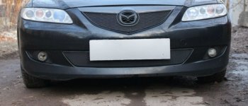 2 899 р. Защитная сетка в бампер (низ, ячейка 3х7 мм) Alfeco Стандарт Mazda 6 GG седан дорестайлинг (2002-2005) (Чёрная)  с доставкой в г. Керчь. Увеличить фотографию 2