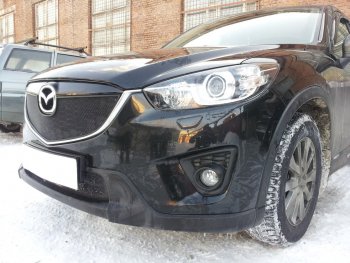 2 899 р. Защитная сетка в бампер (низ, ячейка 3х7 мм) Alfeco Стандарт Mazda CX-5 KE дорестайлинг (2011-2014) (Чёрная)  с доставкой в г. Керчь. Увеличить фотографию 3
