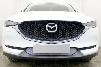 Защитная сетка в бампер (низ, ячейка 3х7 мм) Alfeco Стандарт Mazda CX-5 KF (2016-2025) (Хром)