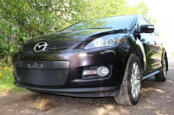 3 199 р. Защитная сетка в бампер (низ, ячейка 3х7 мм) Alfeco Стандарт Mazda CX-7 ER дорестайлинг (2006-2010) (Чёрная)  с доставкой в г. Керчь. Увеличить фотографию 3