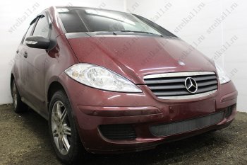 3 079 р. Защитная сетка в бампер (низ, ячейка 3х7 мм) Alfeco Стандарт  Mercedes-Benz A class  W169 (2005-2008) дорестайлинг, хэтчбэк 5 дв. (Чёрная)  с доставкой в г. Керчь. Увеличить фотографию 3