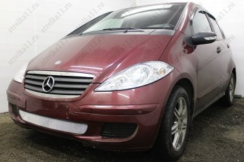 3 099 р. Защитная сетка в бампер (низ, ячейка 3х7 мм) Alfeco Стандарт Mercedes-Benz A class W169 дорестайлинг, хэтчбэк 5 дв. (2005-2008) (Хром)  с доставкой в г. Керчь. Увеличить фотографию 3