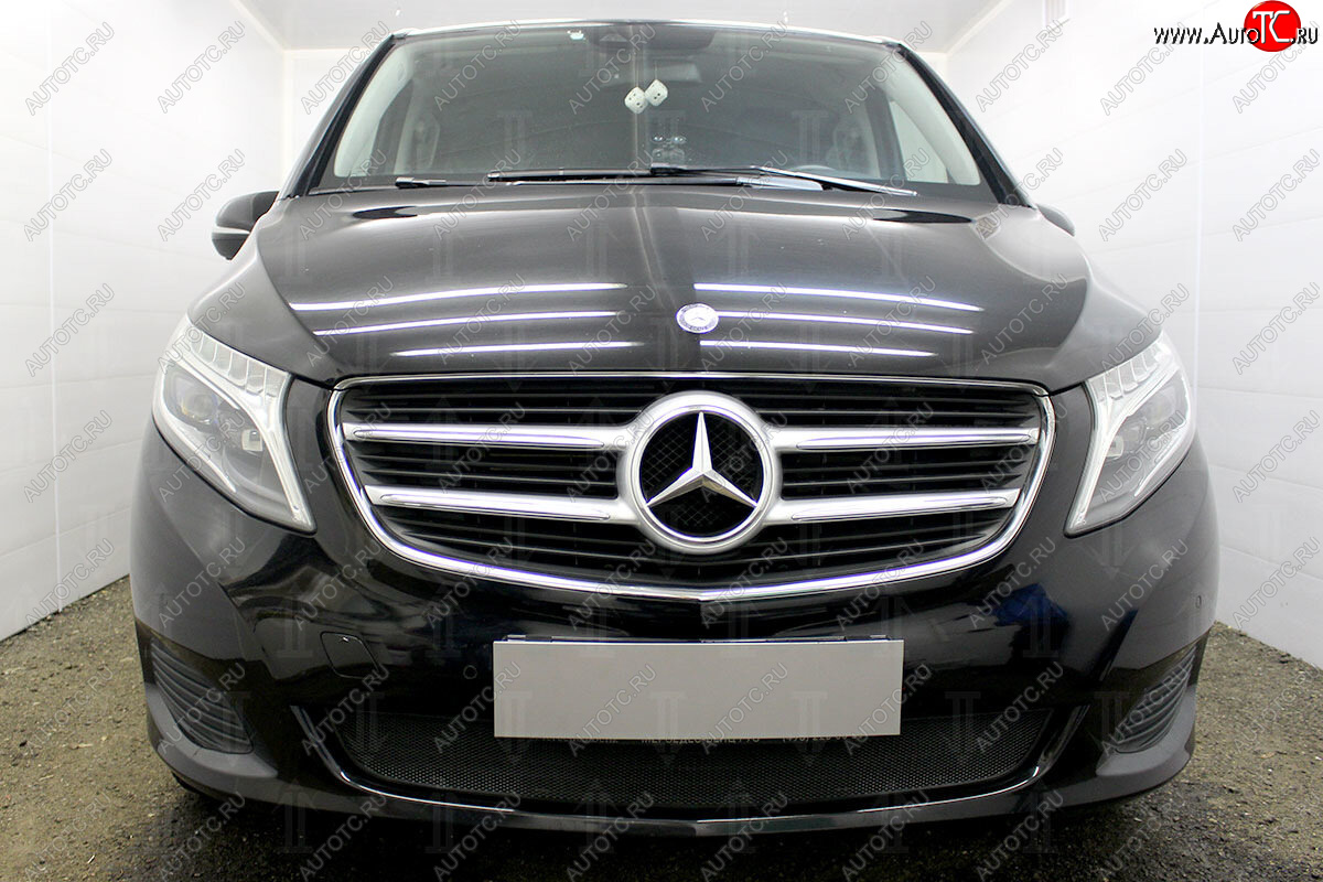 3 079 р. Защитная сетка в бампер (низ, ячейка 3х7 мм) Alfeco Стандарт Mercedes-Benz Vito W447 дорестайлинг (2015-2020) (Чёрная)  с доставкой в г. Керчь