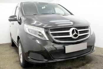 3 079 р. Защитная сетка в бампер (низ, ячейка 3х7 мм) Alfeco Стандарт Mercedes-Benz Vito W447 дорестайлинг (2015-2020) (Чёрная)  с доставкой в г. Керчь. Увеличить фотографию 3