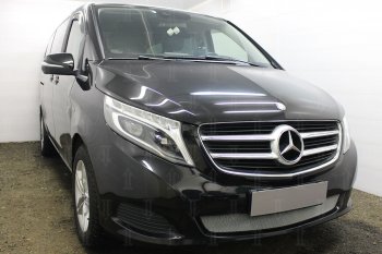3 099 р. Защитная сетка в бампер (низ, ячейка 3х7 мм) Alfeco Стандарт  Mercedes-Benz Vito  W447 (2015-2020) дорестайлинг (Хром)  с доставкой в г. Керчь. Увеличить фотографию 2