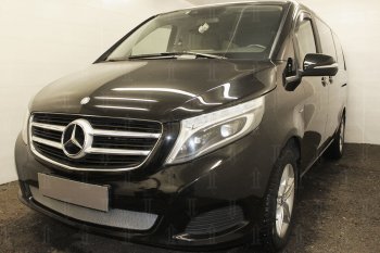 3 099 р. Защитная сетка в бампер (низ, ячейка 3х7 мм) Alfeco Стандарт  Mercedes-Benz Vito  W447 (2015-2020) дорестайлинг (Хром)  с доставкой в г. Керчь. Увеличить фотографию 3