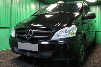 3 079 р. Защитная сетка в бампер (низ, ячейка 3х7 мм) Alfeco Стандарт  Mercedes-Benz Vito  W639 (2010-2014) рестайлинг (Чёрная)  с доставкой в г. Керчь. Увеличить фотографию 2