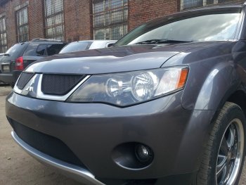 3 169 р. Защитная сетка в бампер (низ, ячейка 3х7 мм) Alfeco Стандарт Mitsubishi Outlander XL (CW)  дорестайлинг (2005-2009) (Чёрная)  с доставкой в г. Керчь. Увеличить фотографию 4