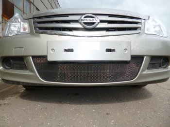 2 999 р. Защитная сетка в бампер (низ, ячейка 3х7 мм) Стрелка11 Стандарт Nissan Almera G15 седан (2012-2019) (Чёрная)  с доставкой в г. Керчь. Увеличить фотографию 3