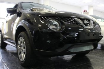 3 179 р. Защитная сетка в бампер (низ, ячейка 3х7 мм) Стрелка11 Стандарт Nissan Juke 1 YF15 рестайлинг (2014-2020) (Хром)  с доставкой в г. Керчь. Увеличить фотографию 2
