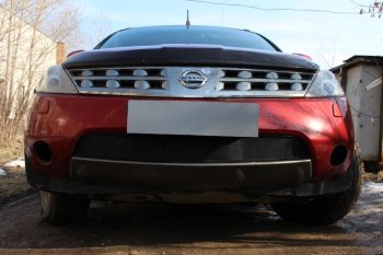 Защитная сетка в бампер (низ, ячейка 3х7 мм) Стрелка11 Стандарт Nissan Murano  1 Z50 (2002-2009) (Чёрная)