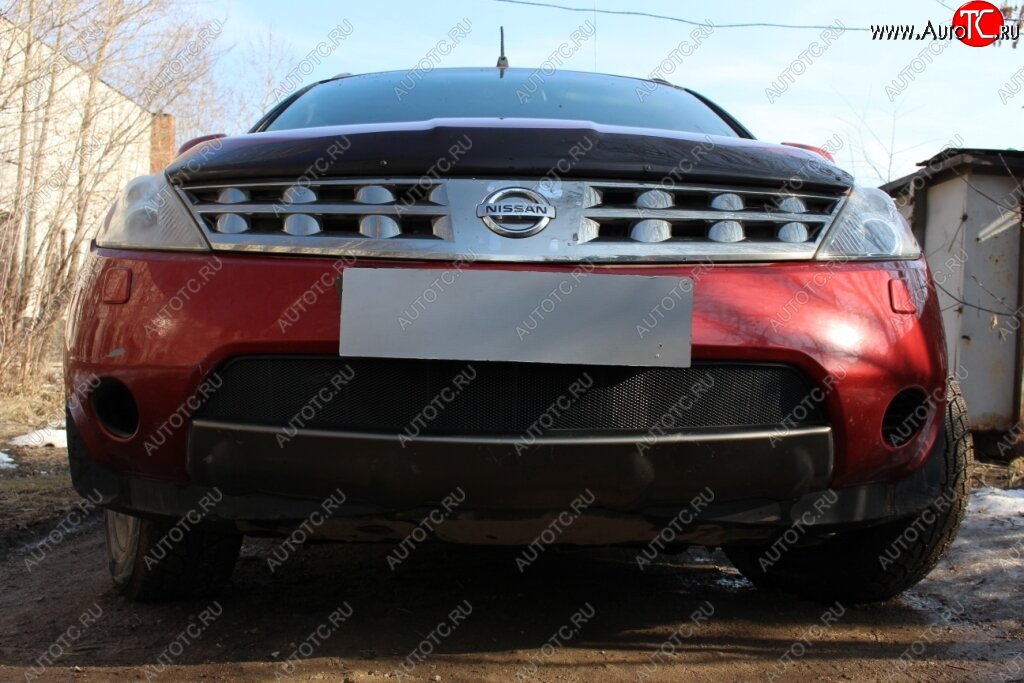 3 099 р. Защитная сетка в бампер (низ, ячейка 3х7 мм) Стрелка11 Стандарт  Nissan Murano  1 Z50 (2002-2009) (Чёрная)  с доставкой в г. Керчь