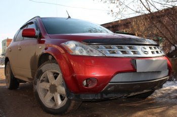 3 299 р. Защитная сетка в бампер (низ, ячейка 3х7 мм) Стрелка11 Стандарт  Nissan Murano  1 Z50 (2002-2009) (Хром)  с доставкой в г. Керчь. Увеличить фотографию 3