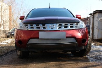 Защитная сетка в бампер (низ, ячейка 3х7 мм) Стрелка11 Стандарт Nissan Murano  1 Z50 (2002-2009) (Хром)