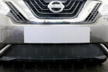 3 699 р. Защитная сетка в бампер (низ, ячейка 3х7 мм) Стрелка11 Стандарт Nissan Murano 3 Z52 дорестайлинг (2015-2022) (Чёрная)  с доставкой в г. Керчь. Увеличить фотографию 2