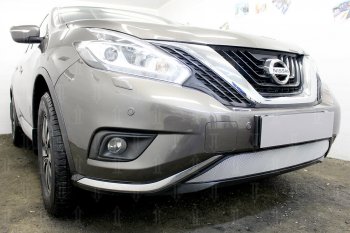 3 899 р. Защитная сетка в бампер (низ, ячейка 3х7 мм) Стрелка11 Стандарт Nissan Murano 3 Z52 дорестайлинг (2015-2022) (Хром)  с доставкой в г. Керчь. Увеличить фотографию 3