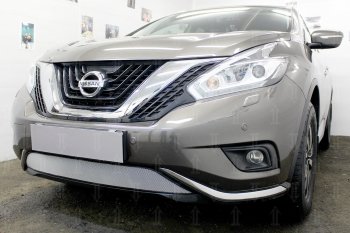 3 899 р. Защитная сетка в бампер (низ, ячейка 3х7 мм) Стрелка11 Стандарт Nissan Murano 3 Z52 дорестайлинг (2015-2022) (Хром)  с доставкой в г. Керчь. Увеличить фотографию 4