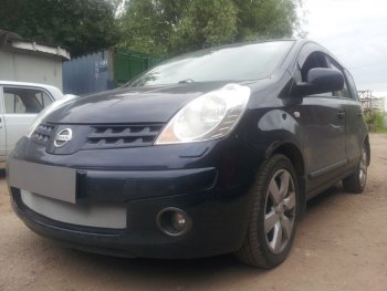 3 179 р. Защитная сетка в бампер (низ, ячейка 3х7 мм) Стрелка11 Стандарт Nissan Note 1 E11 дорестайлинг (2004-2008) (Хром)  с доставкой в г. Керчь. Увеличить фотографию 2