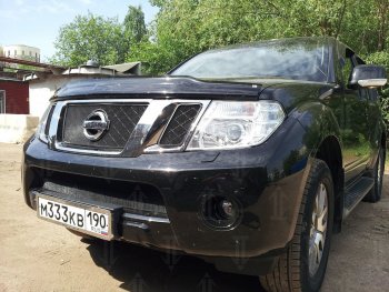 2 899 р. Защитная сетка в бампер (низ, ячейка 3х7 мм) Стрелка11 Стандарт Nissan Pathfinder R51 рестайлинг (2009-2014) (Чёрная)  с доставкой в г. Керчь. Увеличить фотографию 2