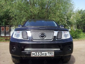 3 079 р. Защитная сетка в бампер (низ, ячейка 3х7 мм) Стрелка11 Стандарт Nissan Pathfinder R51 рестайлинг (2009-2014) (Хром)  с доставкой в г. Керчь. Увеличить фотографию 4