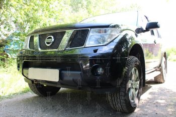2 899 р. Защитная сетка в бампер (низ, ячейка 3х7 мм) Стрелка11 Стандарт Nissan Navara 2 D40 дорестайлинг (2004-2010) (Чёрная)  с доставкой в г. Керчь. Увеличить фотографию 2