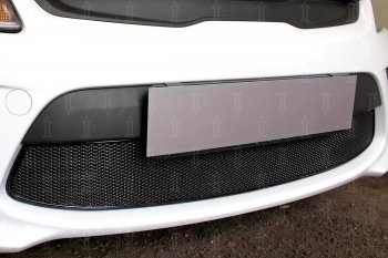 4 299 р. Защитная сетка в бампер (низ, ячейка 4х10 мм) Alfeco Премиум  KIA Rio  4 YB (2017-2020) дорестайлинг, хэтчбэк (Чёрная)  с доставкой в г. Керчь. Увеличить фотографию 4