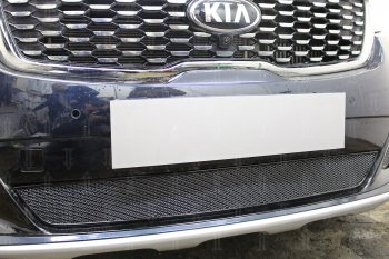 4 299 р. Защитная сетка в бампер (низ, ячейка 4х10 мм) Alfeco Премиум KIA Sorento UM/Prime рестайлинг (2018-2020) (Чёрная)  с доставкой в г. Керчь. Увеличить фотографию 2