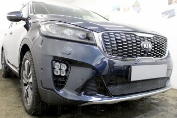 4 299 р. Защитная сетка в бампер (низ, ячейка 4х10 мм) Alfeco Премиум KIA Sorento UM/Prime рестайлинг (2018-2020) (Чёрная)  с доставкой в г. Керчь. Увеличить фотографию 3