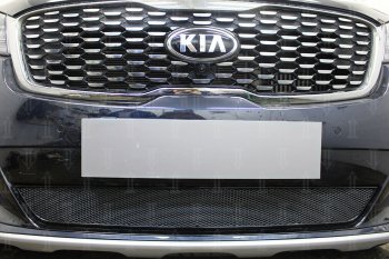 4 299 р. Защитная сетка в бампер (низ, ячейка 4х10 мм) Alfeco Премиум KIA Sorento UM/Prime рестайлинг (2018-2020) (Чёрная)  с доставкой в г. Керчь. Увеличить фотографию 4