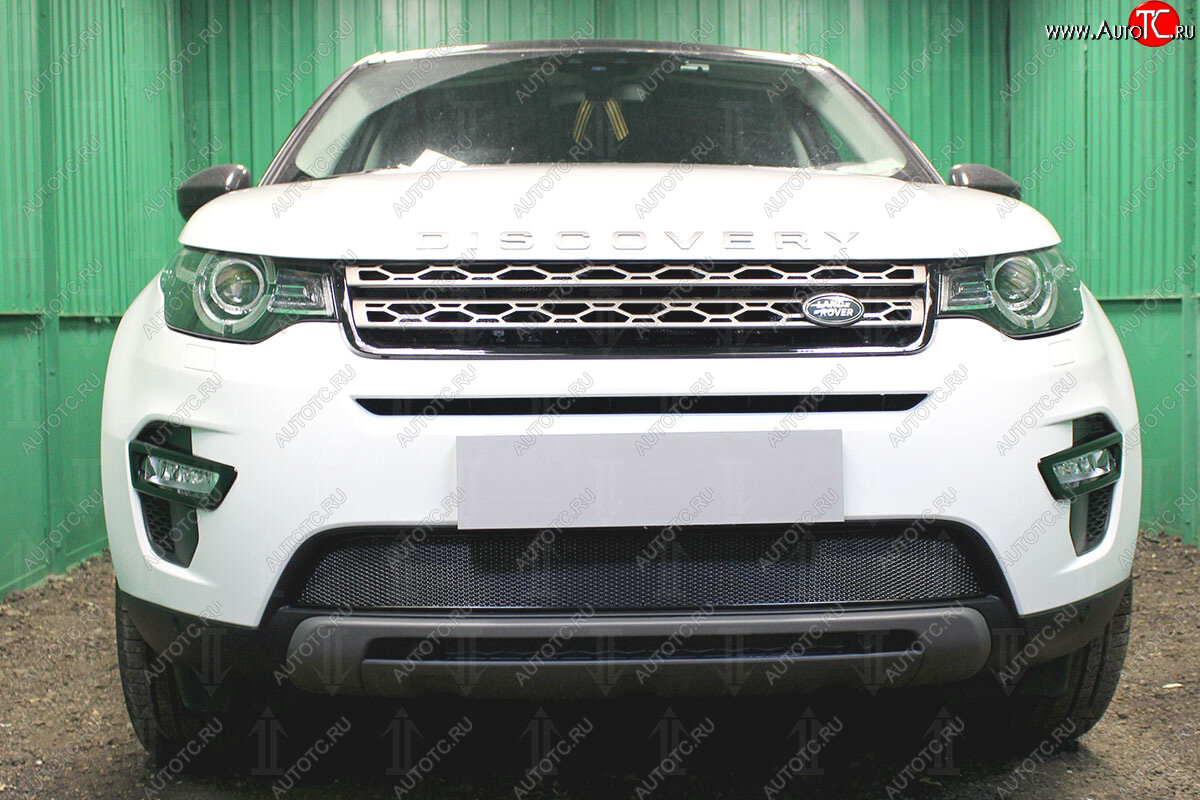 4 549 р. Защитная сетка в бампер (низ, ячейка 4х10 мм) Alfeco Премиум Land Rover Discovery Sport L550 дорестайлинг (2014-2019) (Чёрная)  с доставкой в г. Керчь