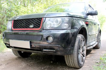 Защитная сетка в бампер (низ, ячейка 4х10 мм) Alfeco Премиум Land Rover Range Rover Sport  1 L320 (2005-2009) дорестайлинг (Чёрная)