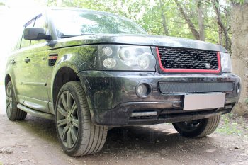 Защитная сетка в бампер (середина, ячейка 4х10 мм) Alfeco Премиум Land Rover Range Rover Sport  1 L320 (2005-2009) дорестайлинг (Чёрная)