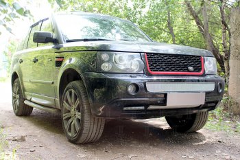 Защитная сетка в бампер (середина, ячейка 4х10 мм) Alfeco Премиум Land Rover Range Rover Sport  1 L320 (2005-2009) дорестайлинг (Хром)