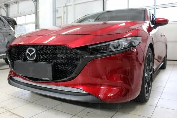 3 879 р. Защитная сетка в бампер (низ, ячейка 4х10 мм) Alfeco Премиум  Mazda 3/Axela  BP (2019-2025) хэтчбэк (Хром)  с доставкой в г. Керчь. Увеличить фотографию 3