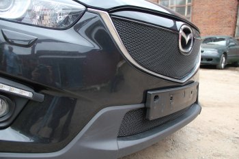 4 299 р. Защитная сетка в бампер (низ, ячейка 4х10 мм) Alfeco Премиум Mazda CX-5 KE рестайлинг (2015-2017) (Чёрная)  с доставкой в г. Керчь. Увеличить фотографию 3