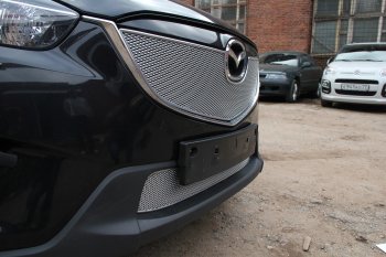 4 299 р. Защитная сетка в бампер (низ, ячейка 4х10 мм) Alfeco Премиум Mazda CX-5 KE рестайлинг (2015-2017) (Хром)  с доставкой в г. Керчь. Увеличить фотографию 3