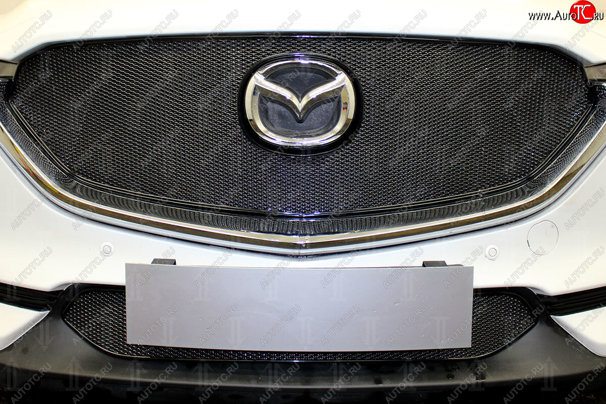 4 299 р. Защитная сетка в бампер (низ, ячейка 4х10 мм) Alfeco Премиум Mazda CX-5 KF (2016-2025) (Чёрная)  с доставкой в г. Керчь
