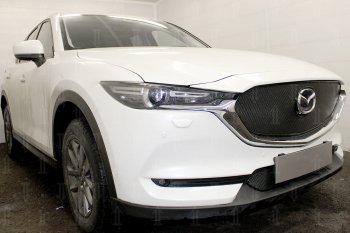 4 299 р. Защитная сетка в бампер (низ, ячейка 4х10 мм) Alfeco Премиум Mazda CX-5 KF (2016-2025) (Чёрная)  с доставкой в г. Керчь. Увеличить фотографию 3