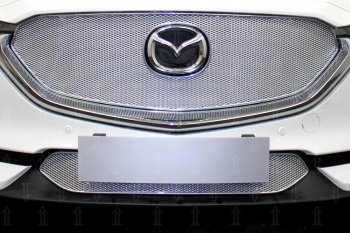 6 249 р. Защитная сетка в бампер (верх, ячейка 4х10 мм) Alfeco Премиум Mazda CX-5 KF (2016-2025) (Хром)  с доставкой в г. Керчь. Увеличить фотографию 2