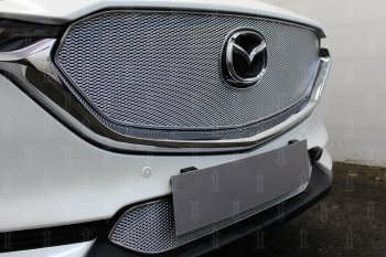 4 299 р. Защитная сетка в бампер (низ, ячейка 4х10 мм) Alfeco Премиум Mazda CX-5 KF (2016-2025) (Хром)  с доставкой в г. Керчь. Увеличить фотографию 2
