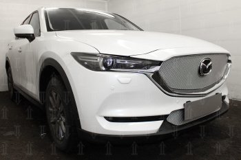 4 299 р. Защитная сетка в бампер (низ, ячейка 4х10 мм) Alfeco Премиум Mazda CX-5 KF (2016-2025) (Хром)  с доставкой в г. Керчь. Увеличить фотографию 3