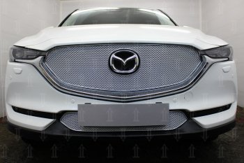 4 299 р. Защитная сетка в бампер (низ, ячейка 4х10 мм) Alfeco Премиум Mazda CX-5 KF (2016-2025) (Хром)  с доставкой в г. Керчь. Увеличить фотографию 4