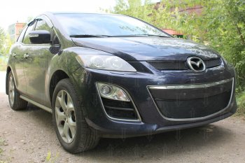 4 299 р. Защитная сетка в бампер (низ, ячейка 4х10 мм) Alfeco Премиум Mazda CX-7 ER рестайлинг (2010-2012) (Чёрная)  с доставкой в г. Керчь. Увеличить фотографию 3