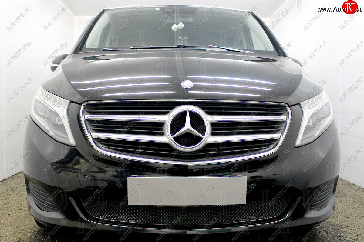 4 199 р. Защитная сетка в бампер (низ, ячейка 4х10 мм) Alfeco Премиум  Mercedes-Benz Vito  W447 (2015-2020) дорестайлинг (Чёрная)  с доставкой в г. Керчь